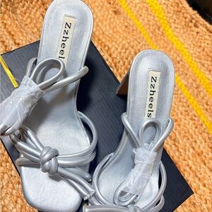 Women's Silver Heeled Sandals
